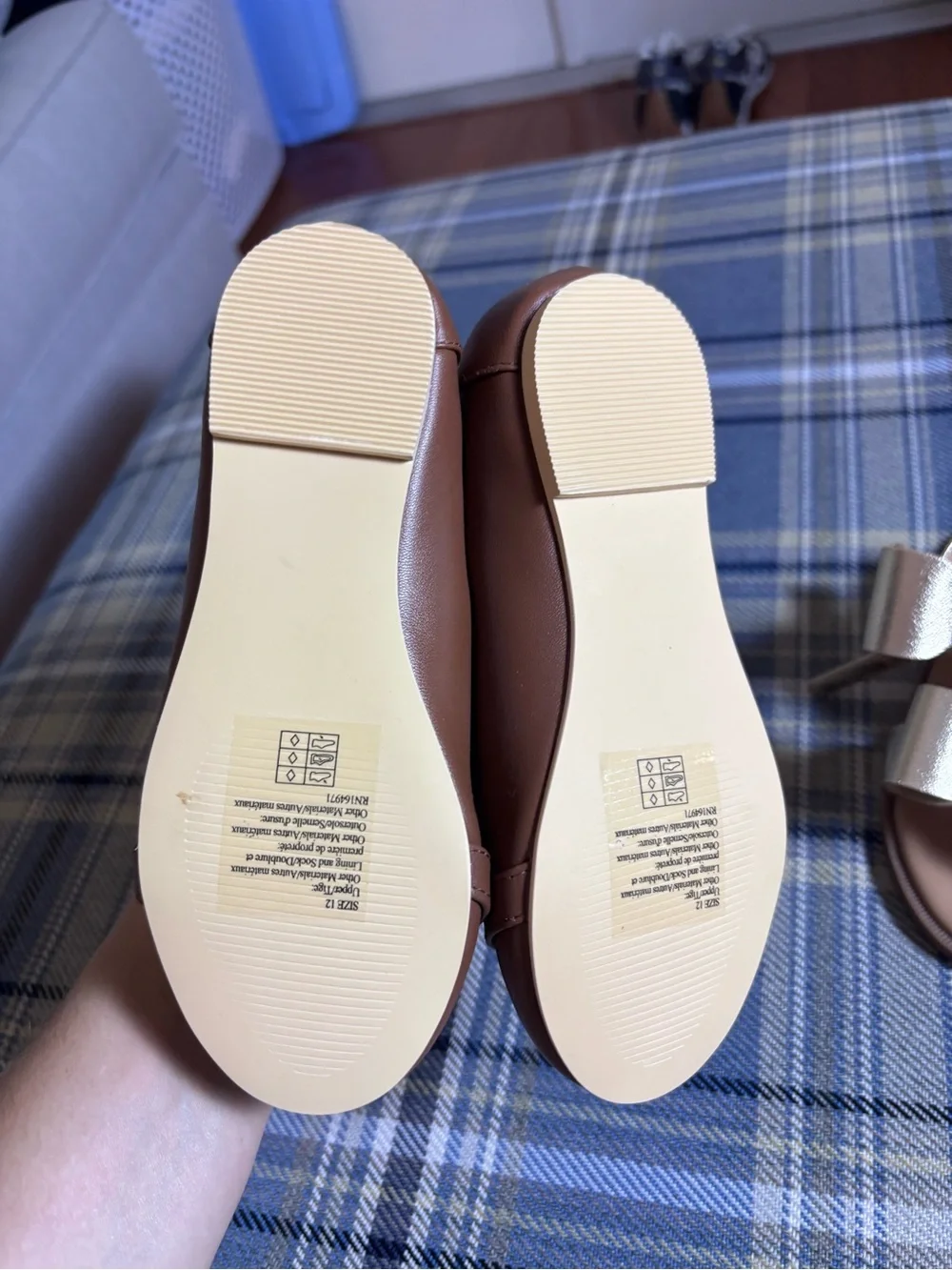 Janie and Jack Bridle Bit Flats Dress Shoes & Cat & Jack Gold Sandals Size 11/12